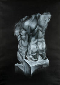 weiße Kreide auf schwarzem Tonpapier